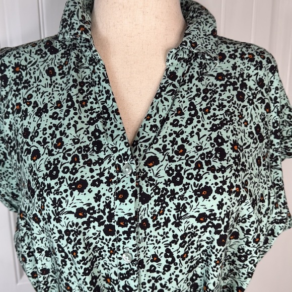 Wonderly midi Dress Size Large Weekend Belted Shirt Dress Merry Mint Floral - Picture 10 of 13